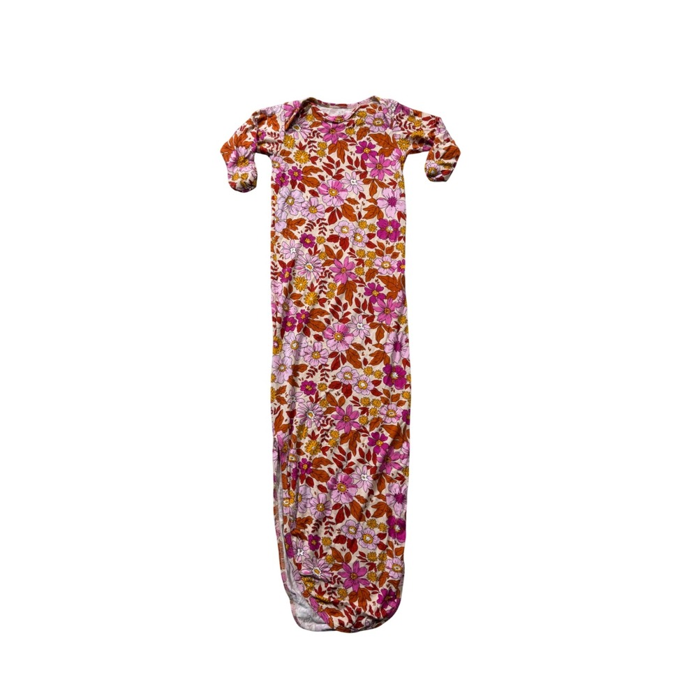 Three Little Tots Wild Child Floral Knotted Gown – Newborn–3M